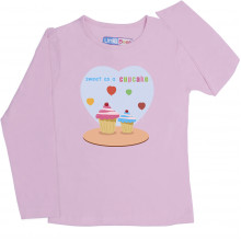 Pink Full Sleeve Girls Pyjama- Cuppy Cake